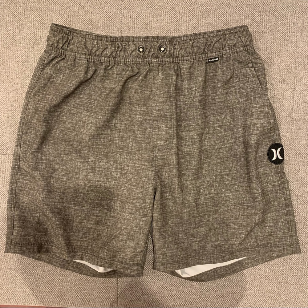 Dark green patterned Hurley swim trunks Medium